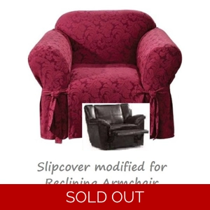 Reclining CHAIR Slipcover Damask Burgundy Sure Fit Armchair Cover